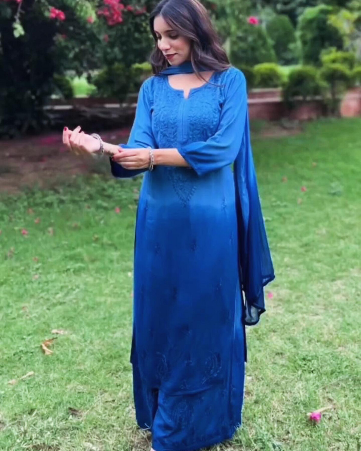 &quot;JINA&quot; Ombre Chikankari Suit Set