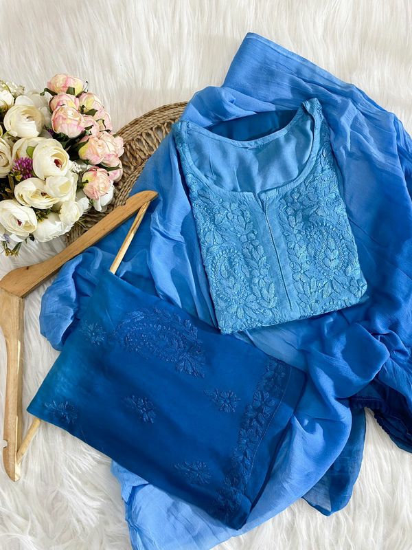 &quot;JINA&quot; Ombre Chikankari Suit Set