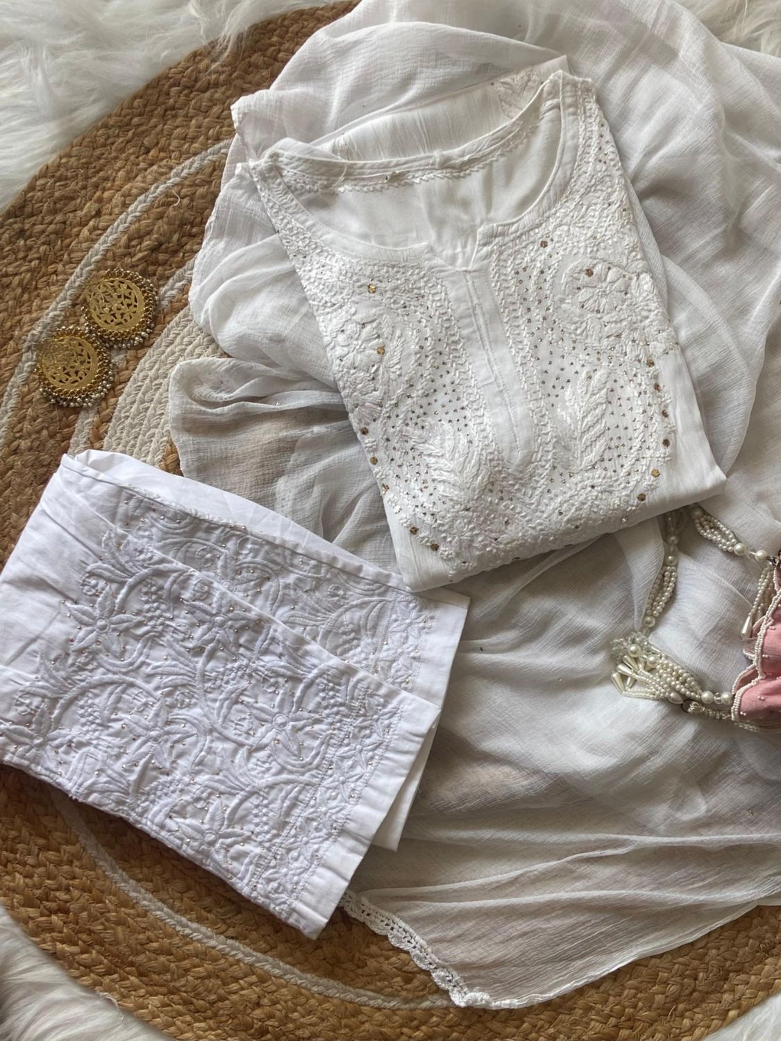 “RUBI” Chikankari Kurta With Mukaish Work