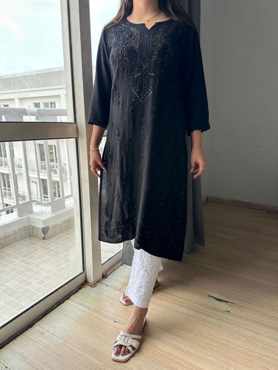 “RUBI” Chikankari Kurta With Mukaish Work