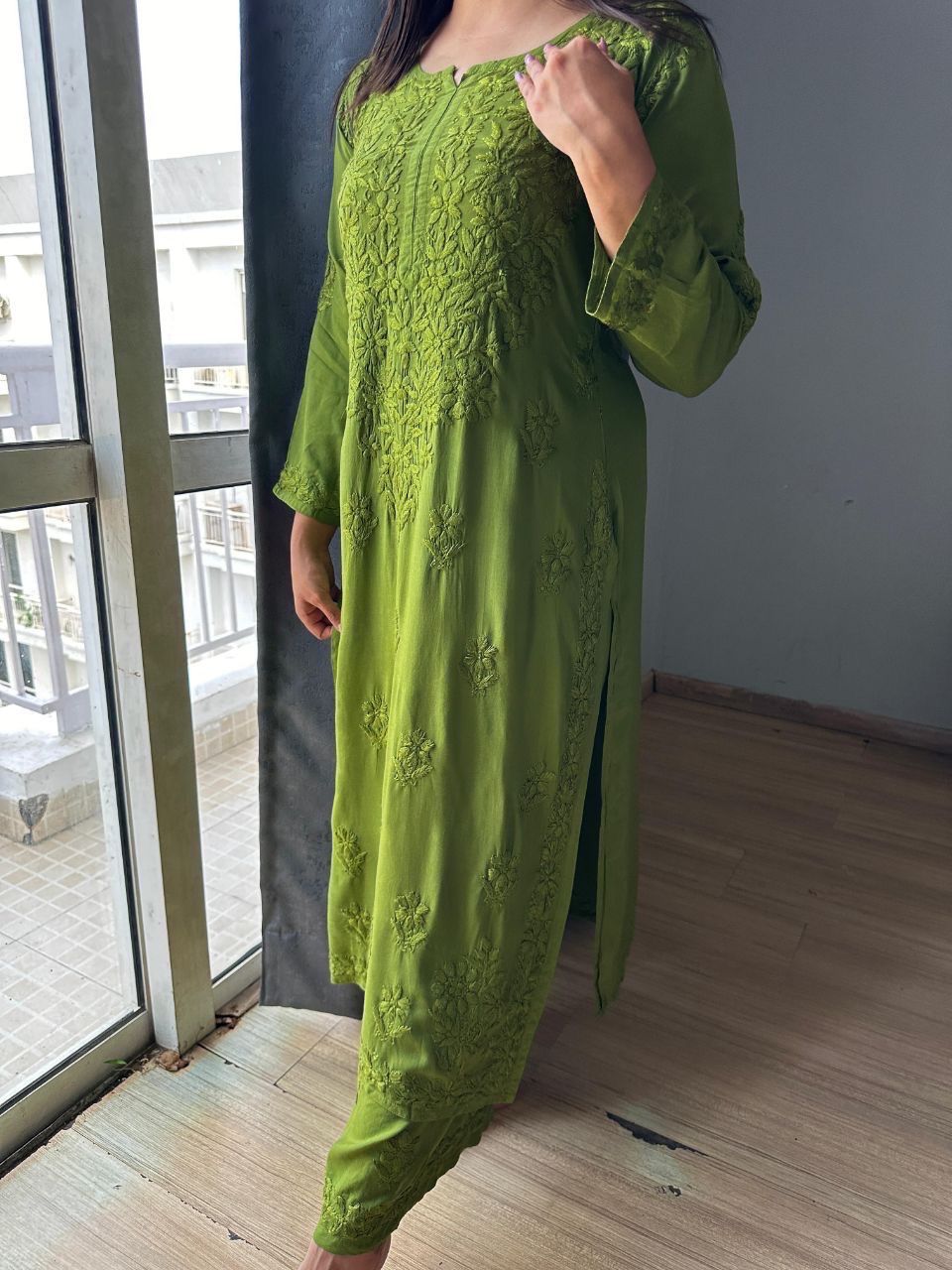 “ALIZEH” Modal Chikankari Kurta &amp; Plazo Set