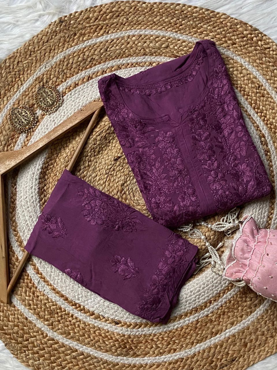 “ALIZEH” Modal Chikankari Kurta &amp; Plazo Set
