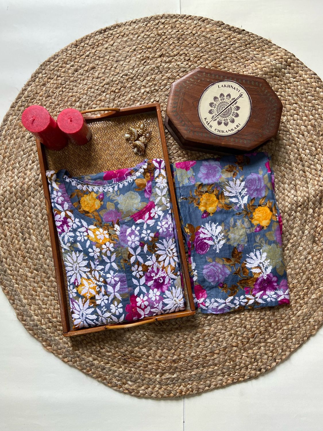 “PANAAH” Mul Chikankari Kurta and Plazo Set