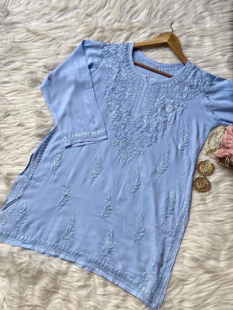 “MONA” Rayon Chikankari Short Kurta