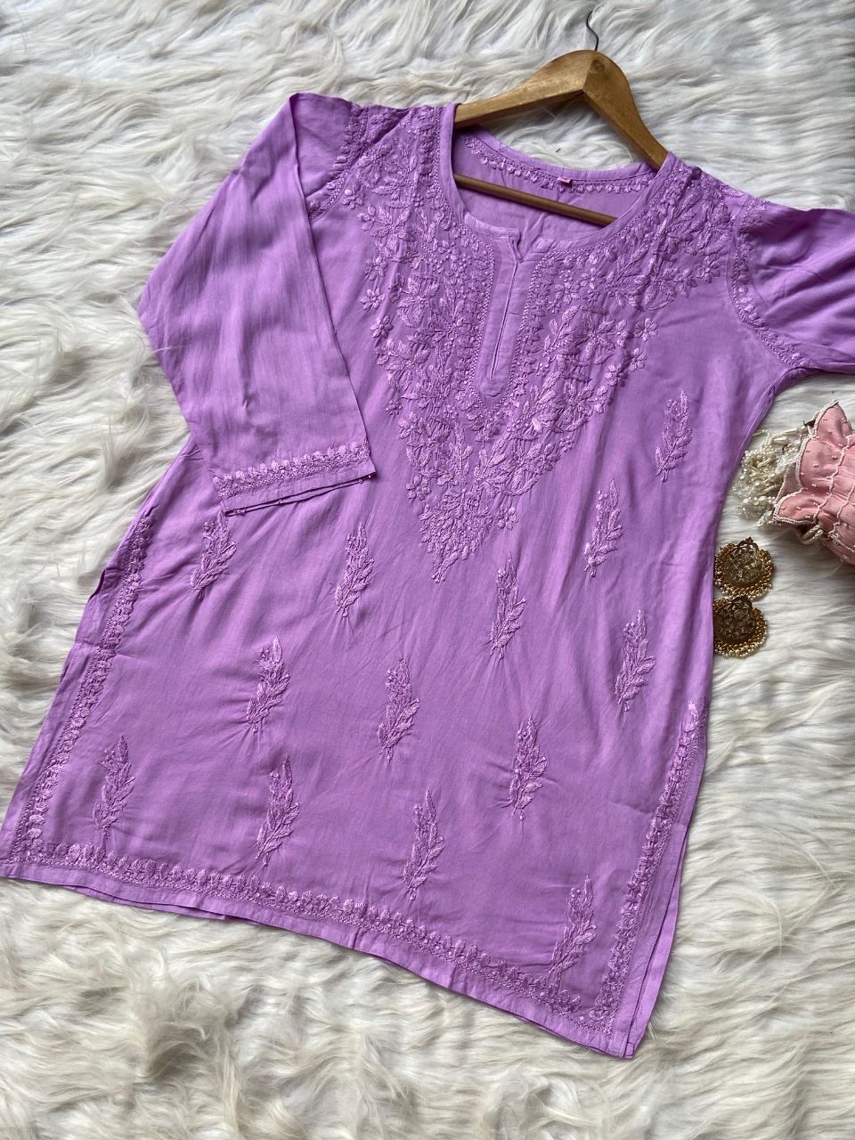 “MONA” Rayon Chikankari Short Kurta
