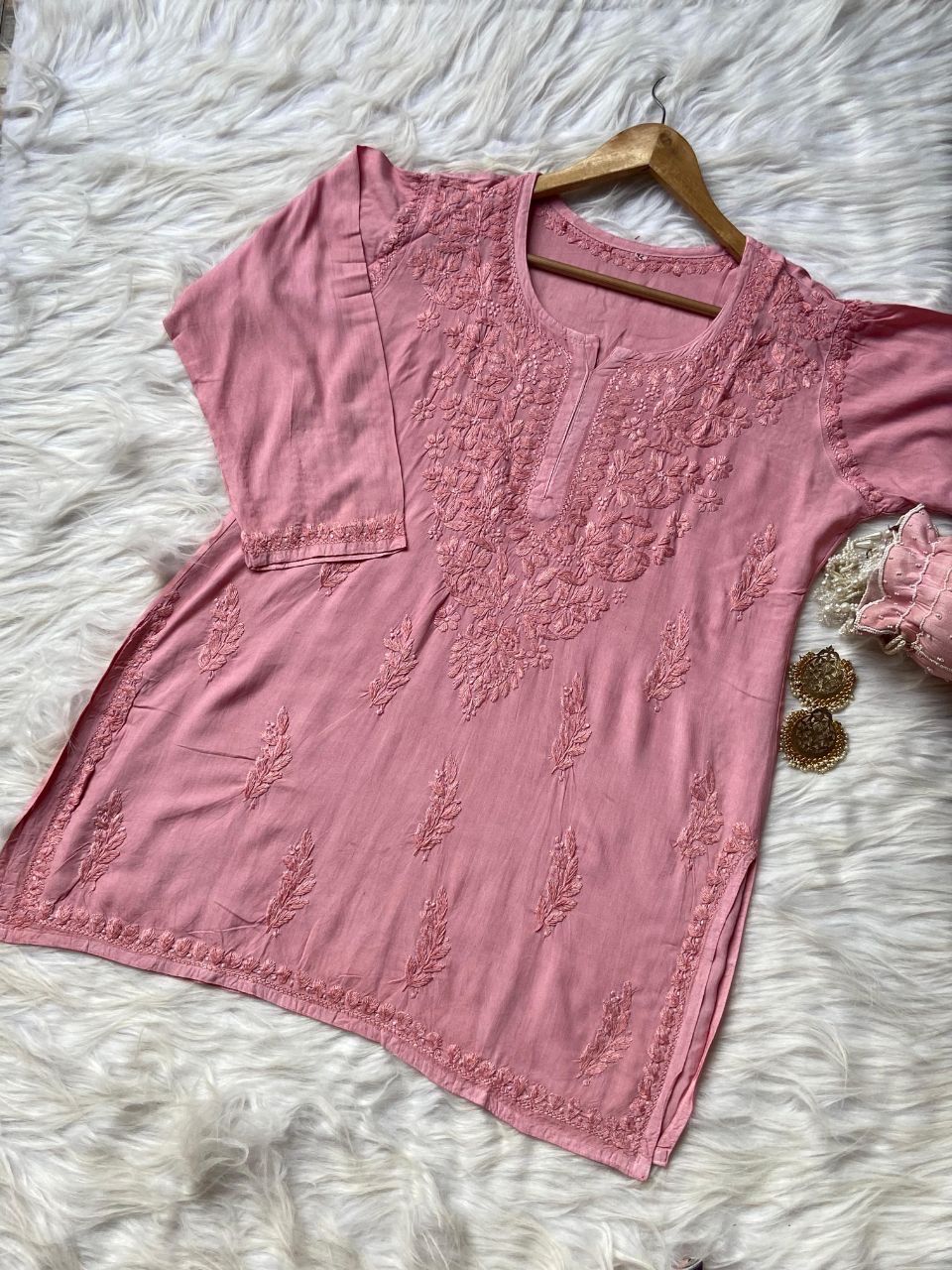 “MONA” Rayon Chikankari Short Kurta