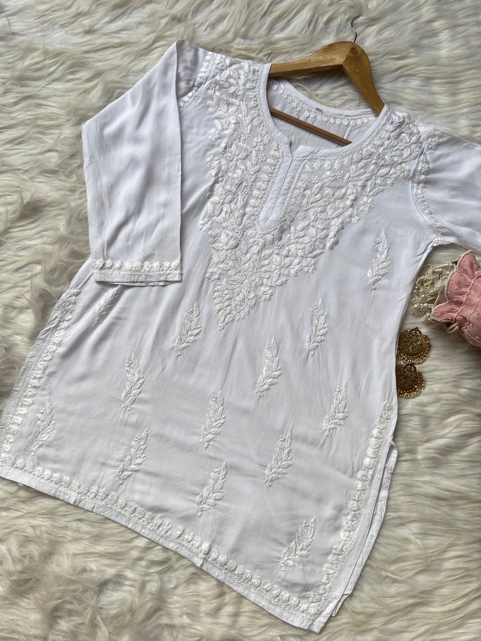 “MONA” Rayon Chikankari Short Kurta