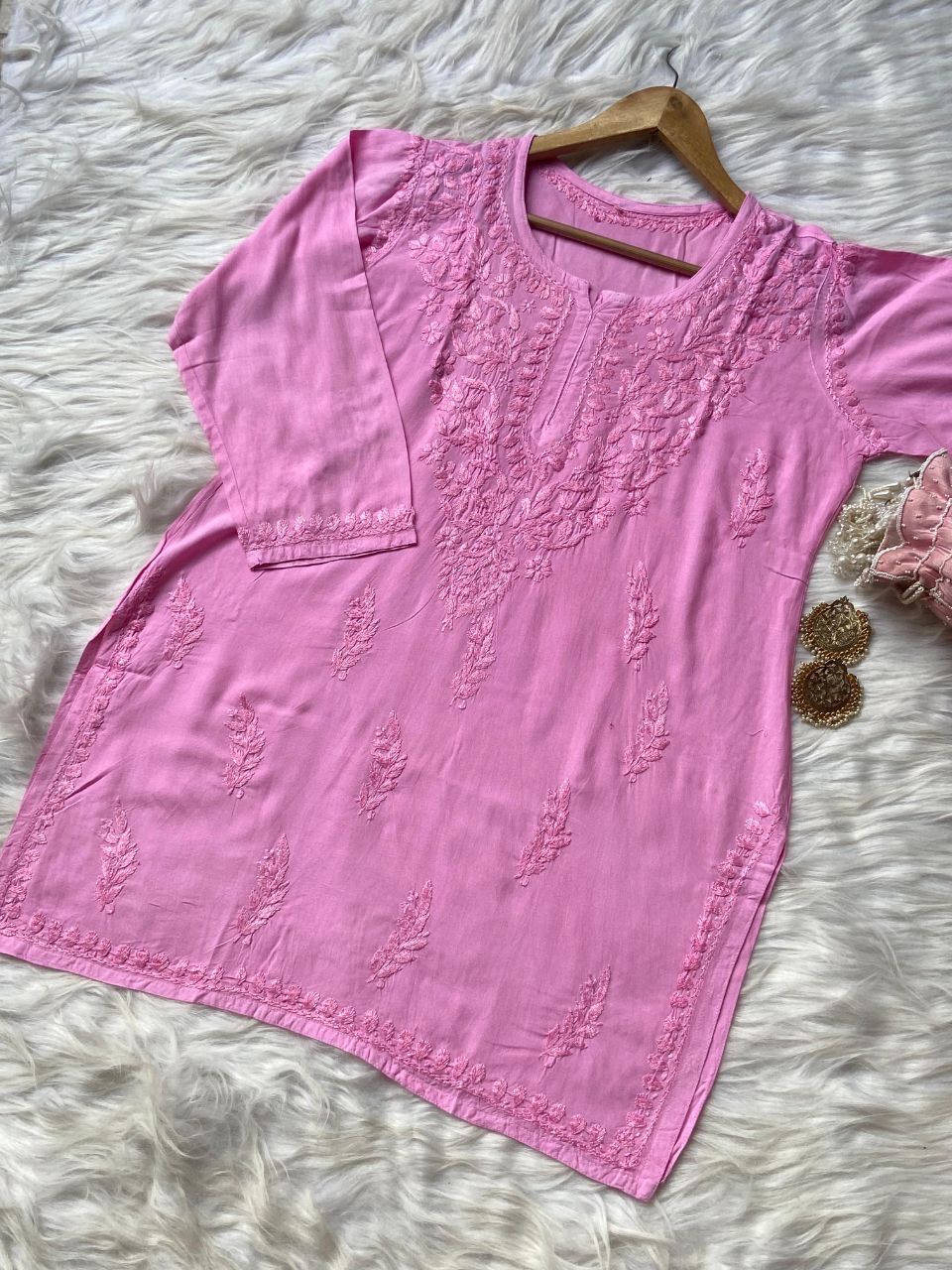 “MONA” Rayon Chikankari Short Kurta
