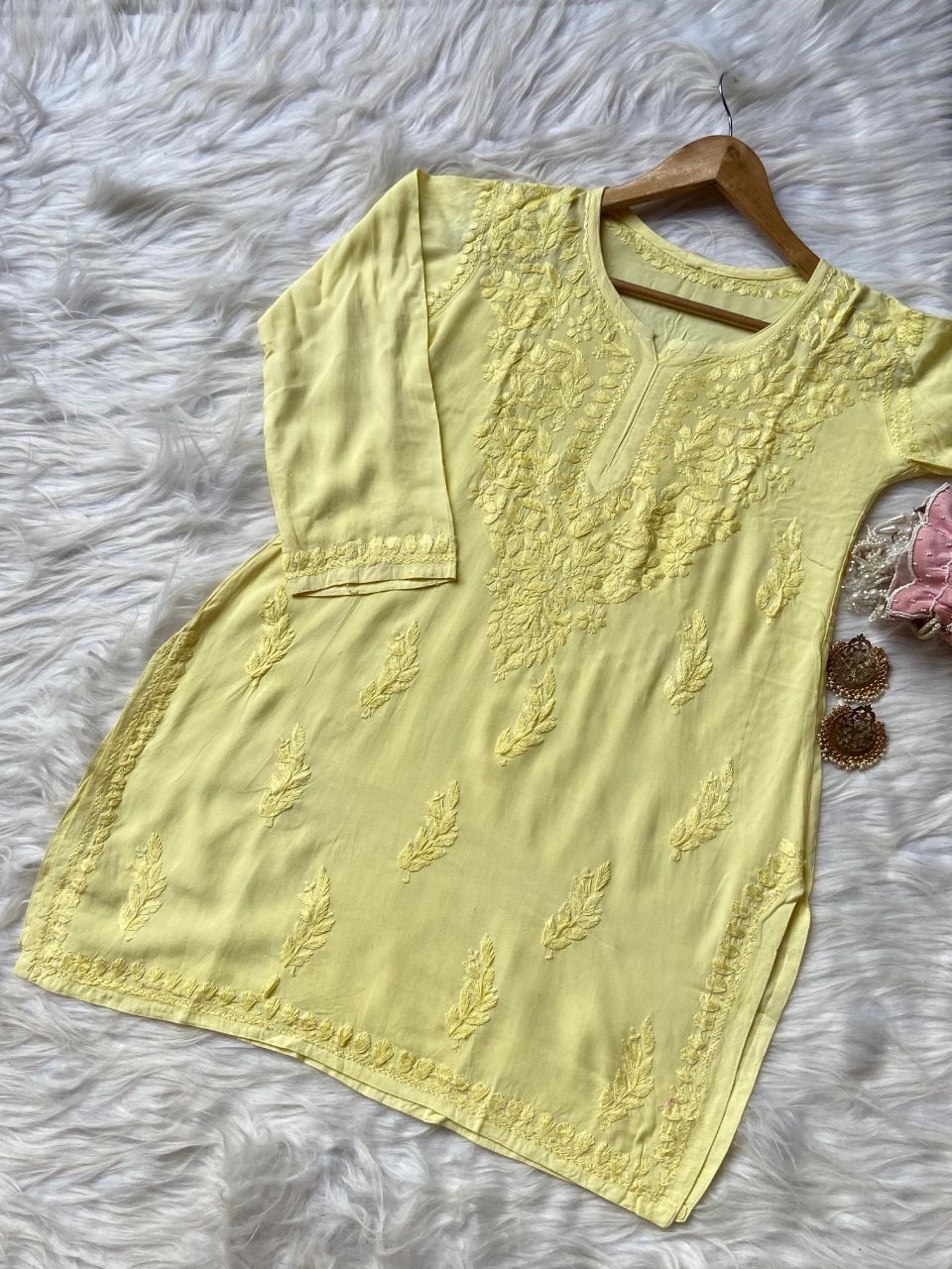 “MONA” Rayon Chikankari Short Kurta