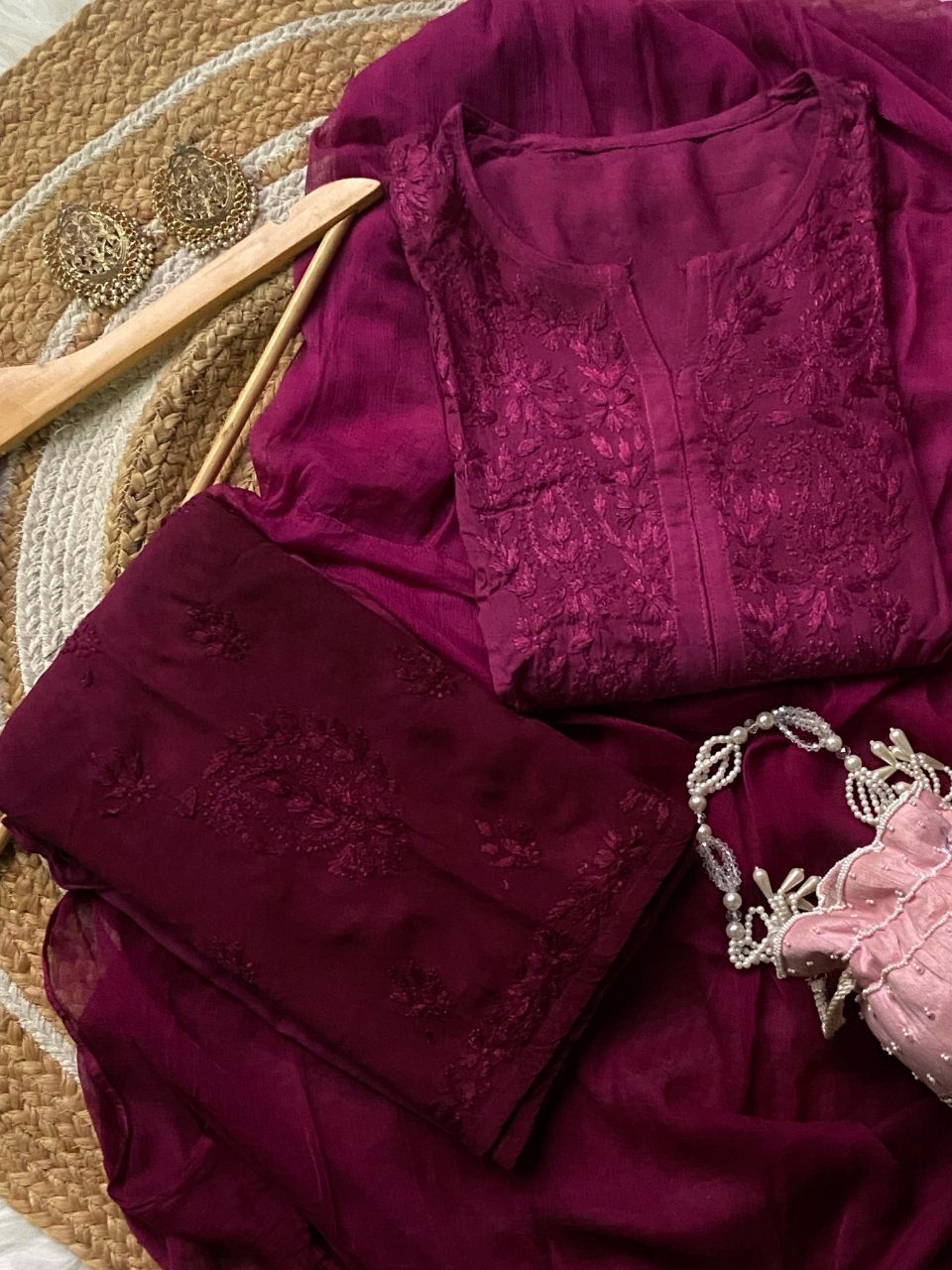 &quot;JINA&quot; Ombre Chikankari Suit Set