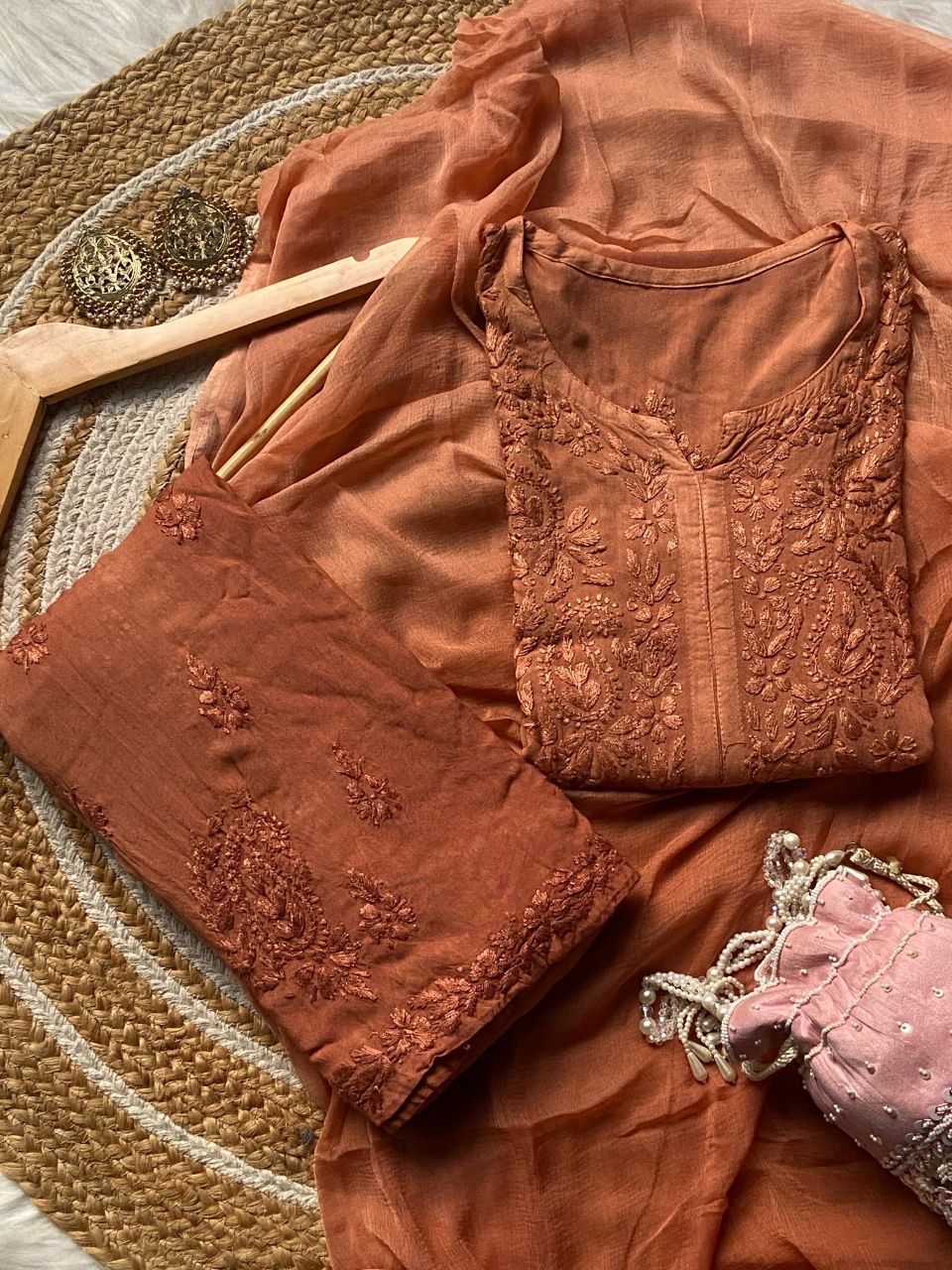 &quot;JINA&quot; Ombre Chikankari Suit Set