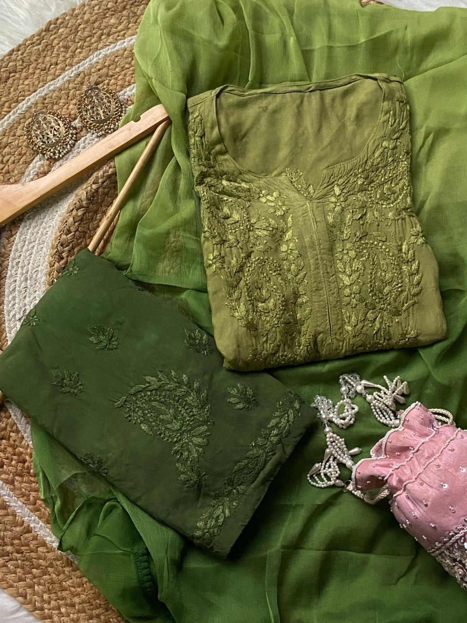 &quot;JINA&quot; Ombre Chikankari Suit Set