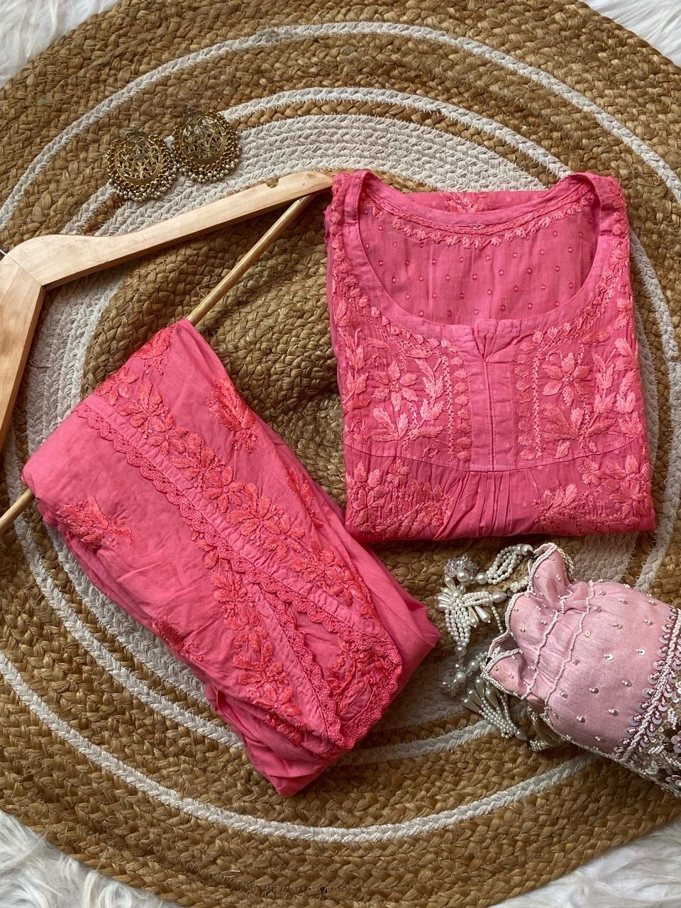 “LAILA” Dobby Cotton Chikankari Dhoti Salwar Set