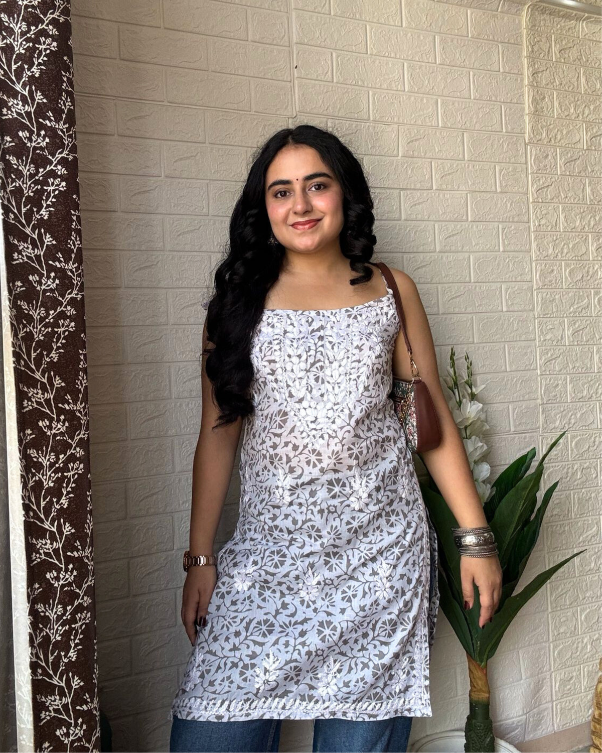 “MAISHA” Chikankari Strap Sleeve Kurta
