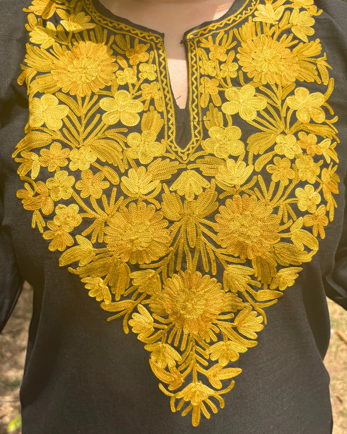 “BANO” Cotton Kashmiri Long Kurta With Sleeve work