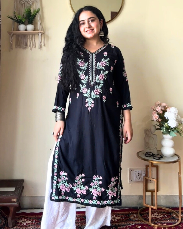 &quot;SAHIBA&quot; Rayon Chikankari Kurta