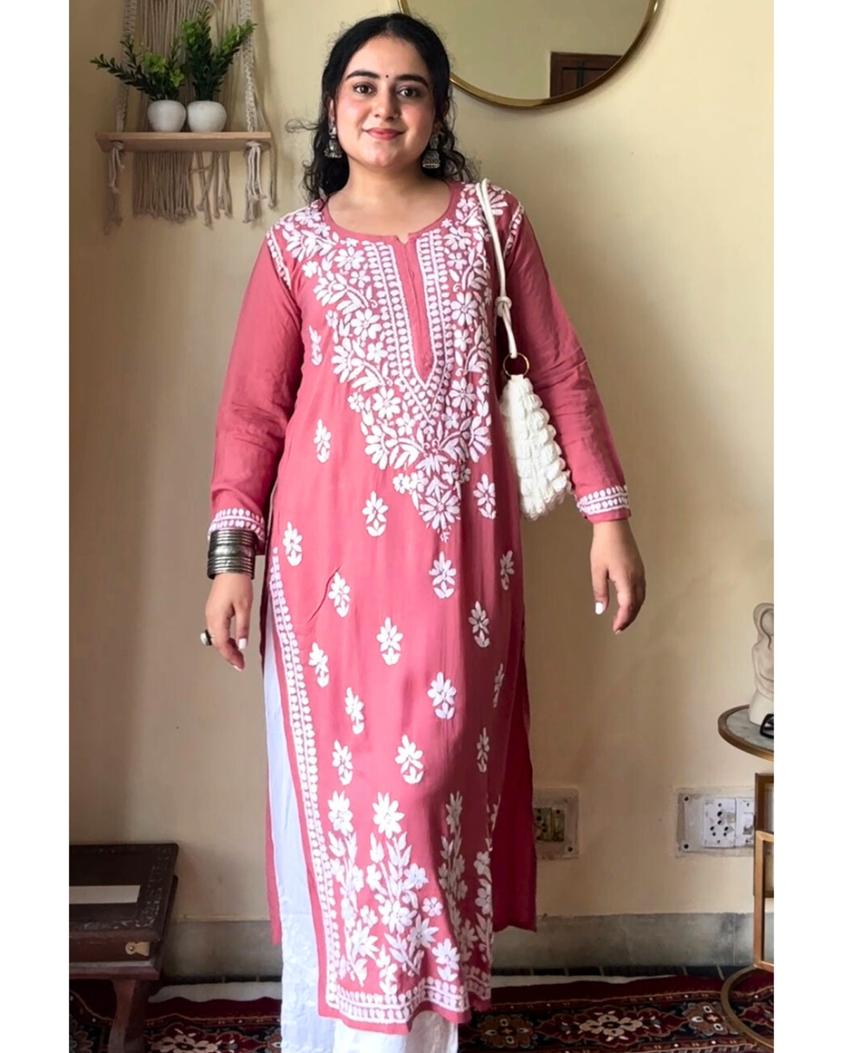 &quot;AAMINA&quot; Modal Chikankari Kurta
