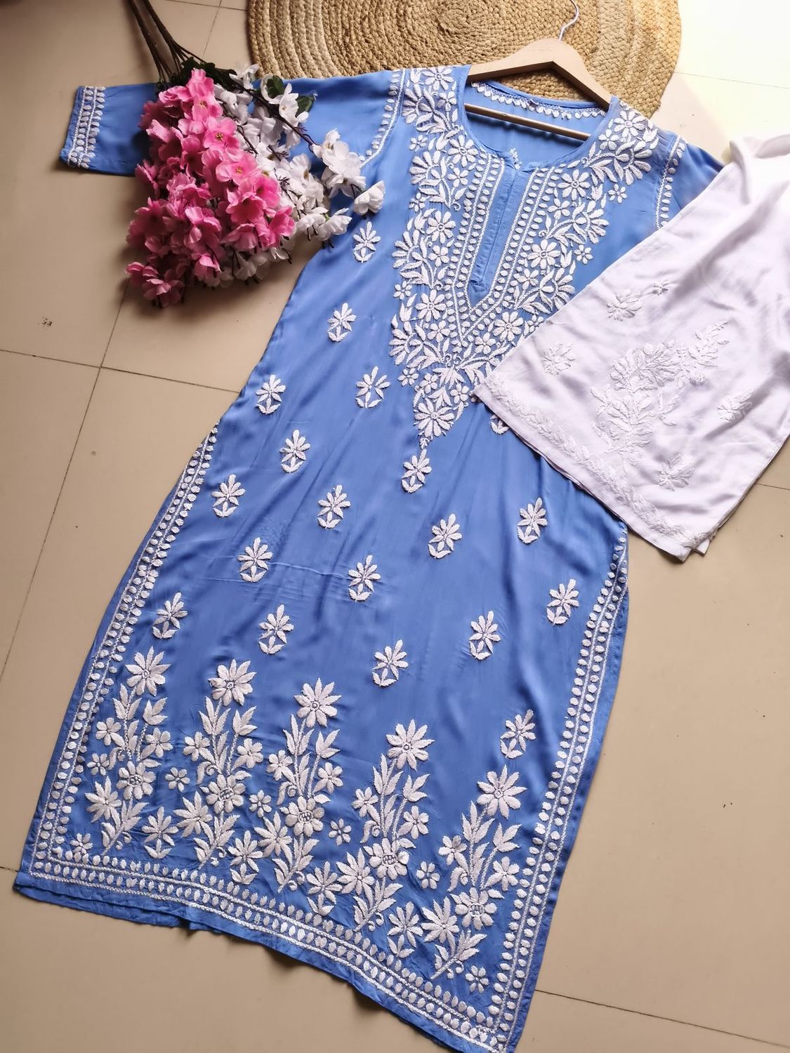 &quot;AAMINA&quot; Modal Chikankari Kurta