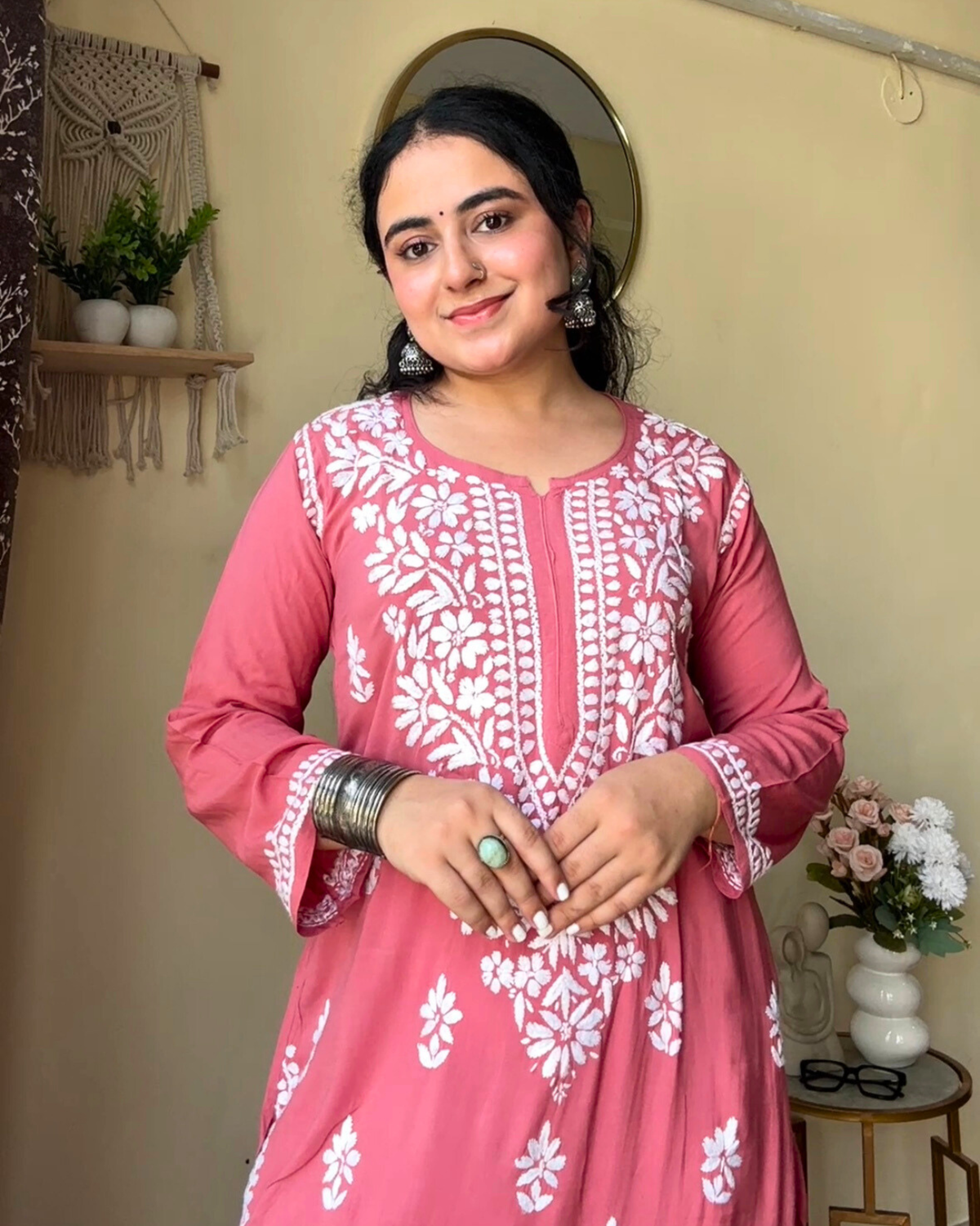 &quot;AAMINA&quot; Modal Chikankari Kurta