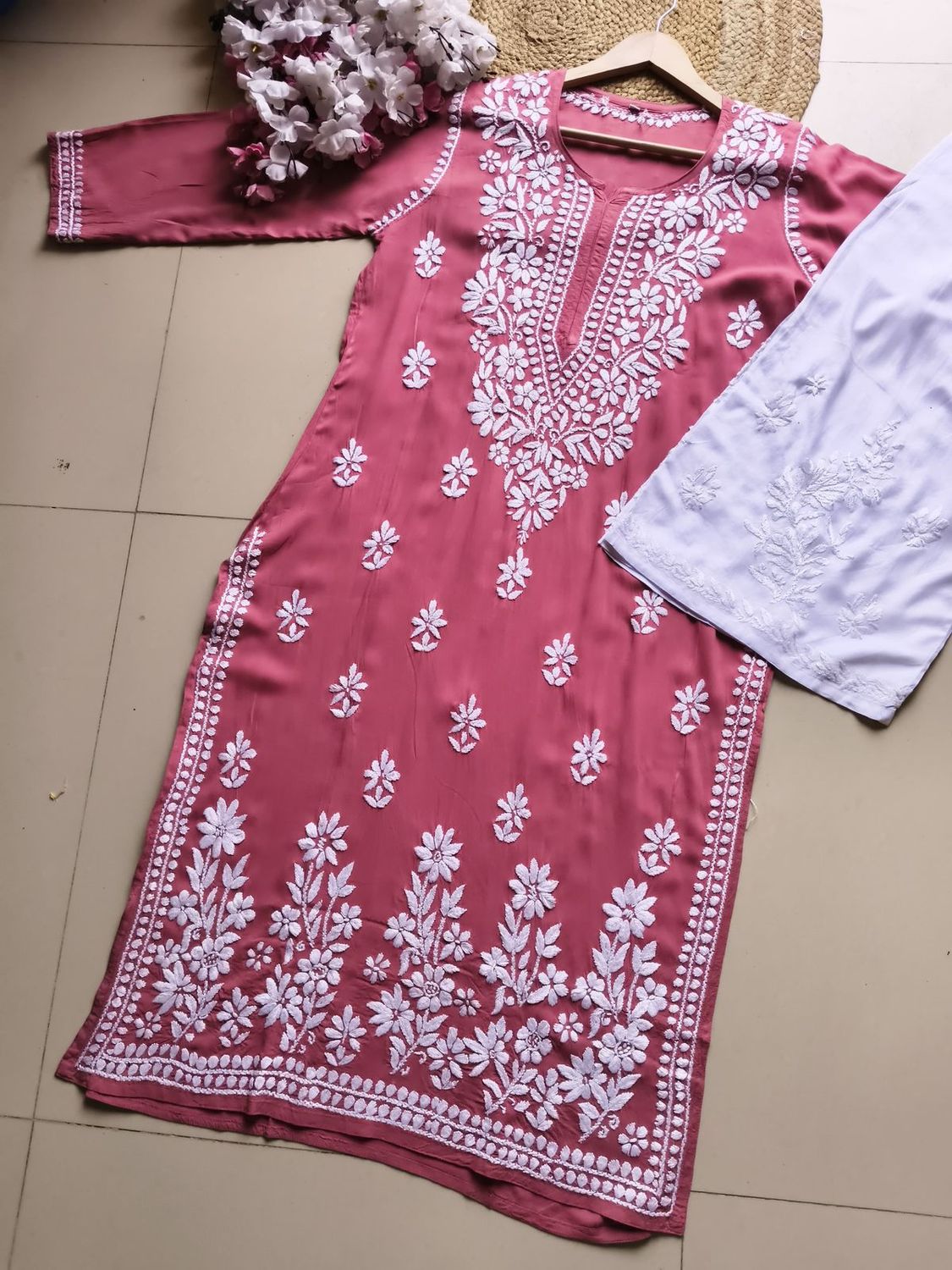 &quot;AAMINA&quot; Modal Chikankari Kurta