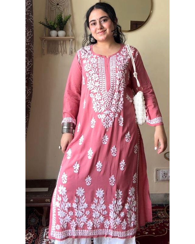 &quot;AAMINA&quot; Modal Chikankari Kurta