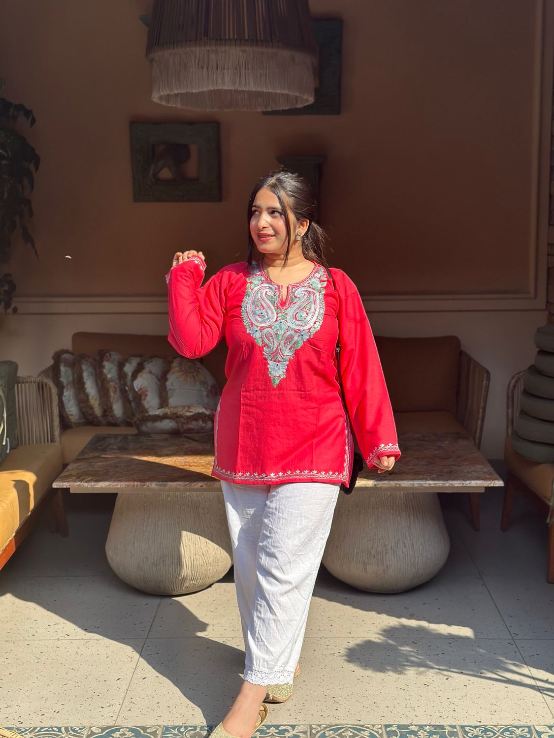 “SEERAT” Cotton Kashmiri Short Kurta