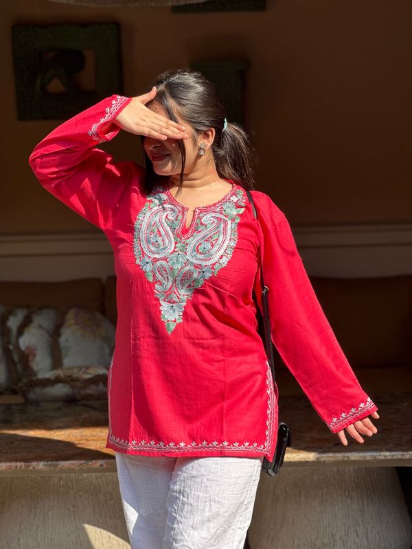 “SEERAT” Cotton Kashmiri Short Kurta