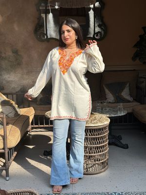 “FAIZA” Cotton Kashmiri Short Kurta
