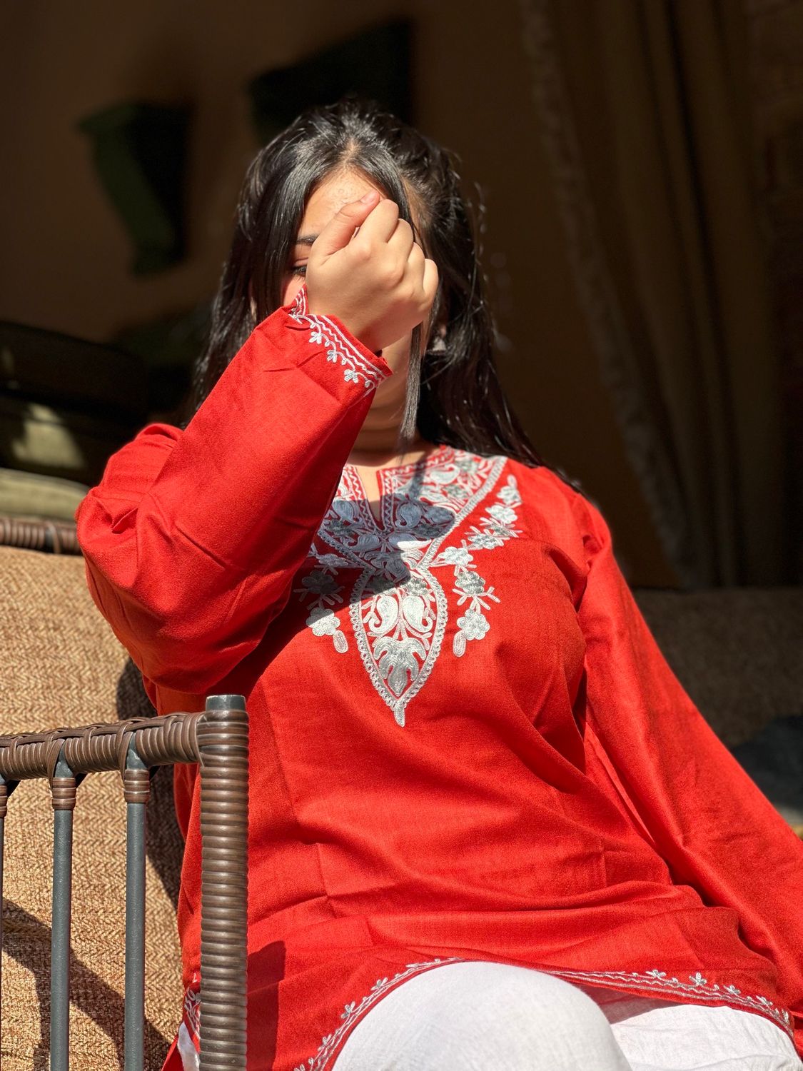 “HIBA” Cotton Short Kashmiri Kurta