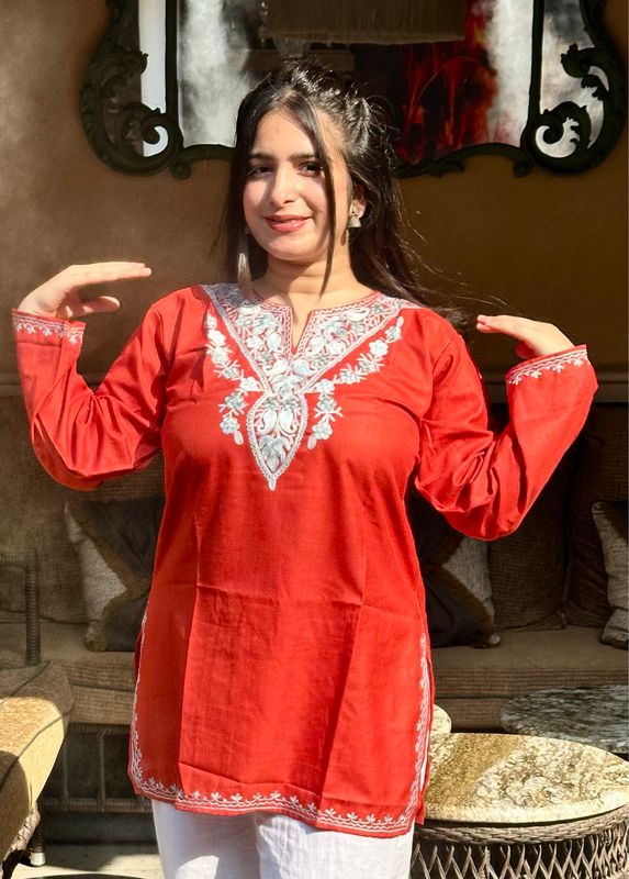 “HIBA” Cotton Short Kashmiri Kurta