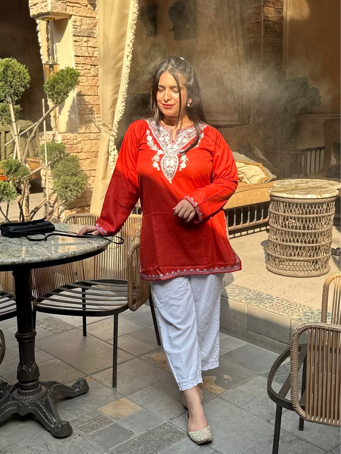 “HIBA” Cotton Short Kashmiri Kurta