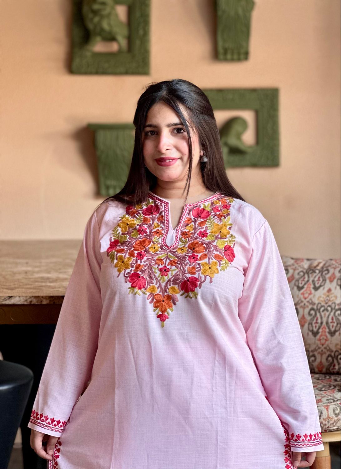 “HOOR” Cotton Pink Kashmiri Co-Ord Set