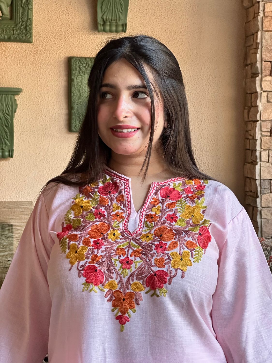“HOOR” Cotton Pink Kashmiri Co-Ord Set