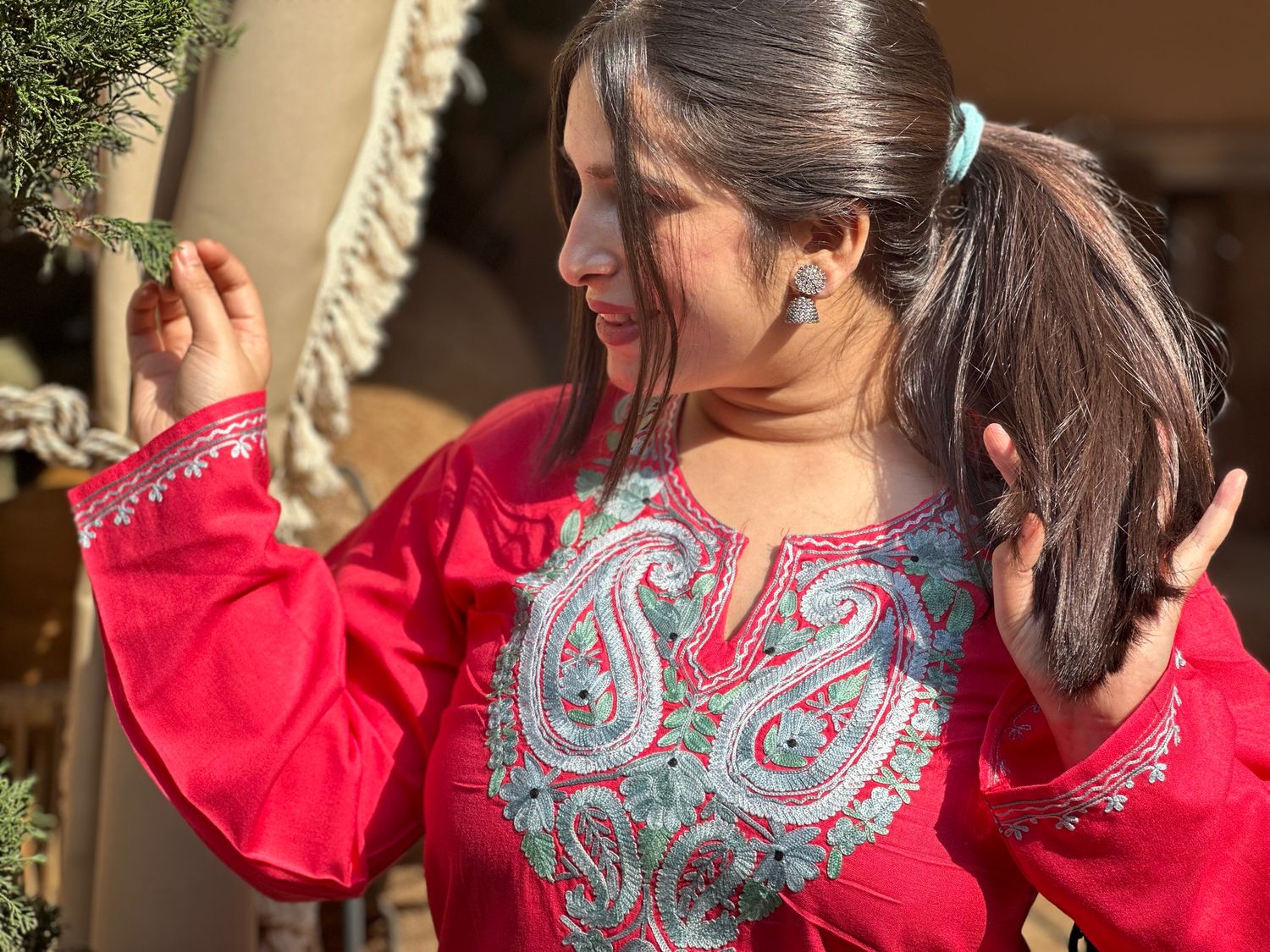 “SEERAT” Cotton Kashmiri Short Kurta