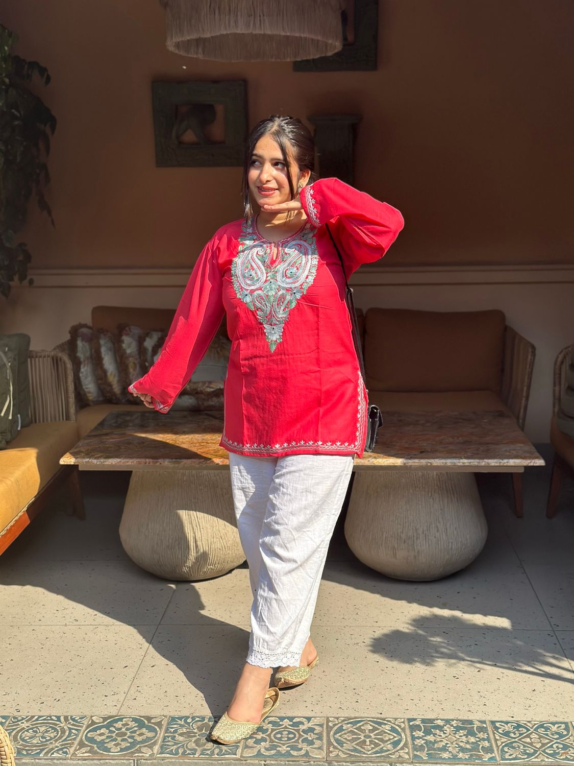 “SEERAT” Cotton Kashmiri Short Kurta