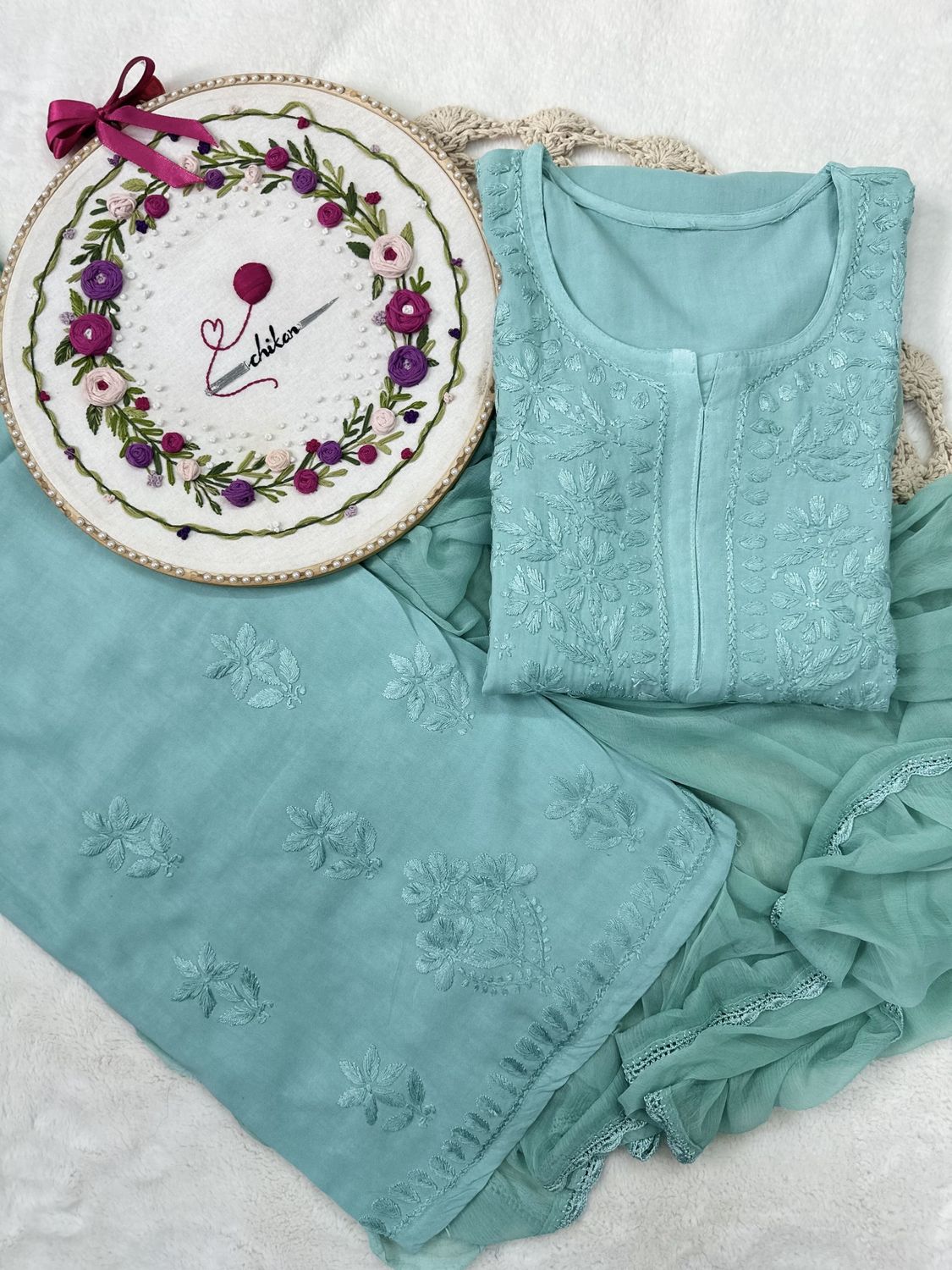 &quot;CHANDNI&quot; Rayon Chikankari Suit Set