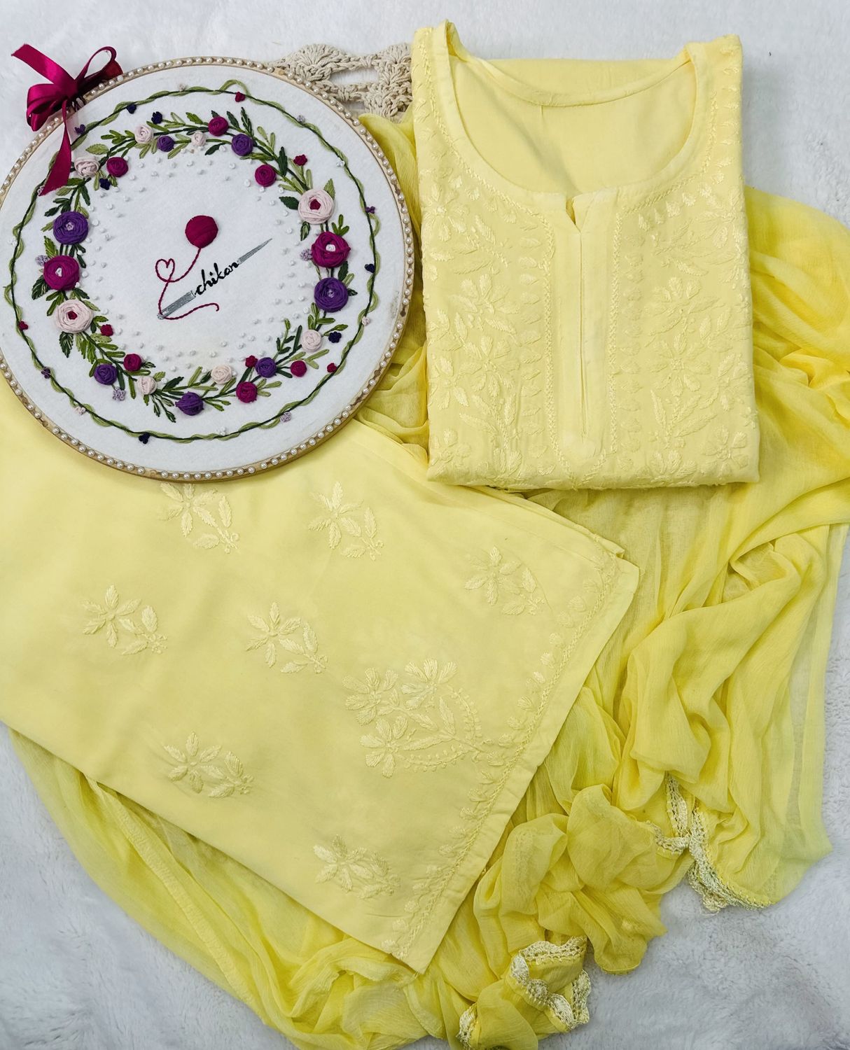 &quot;CHANDNI&quot; Rayon Chikankari Suit Set