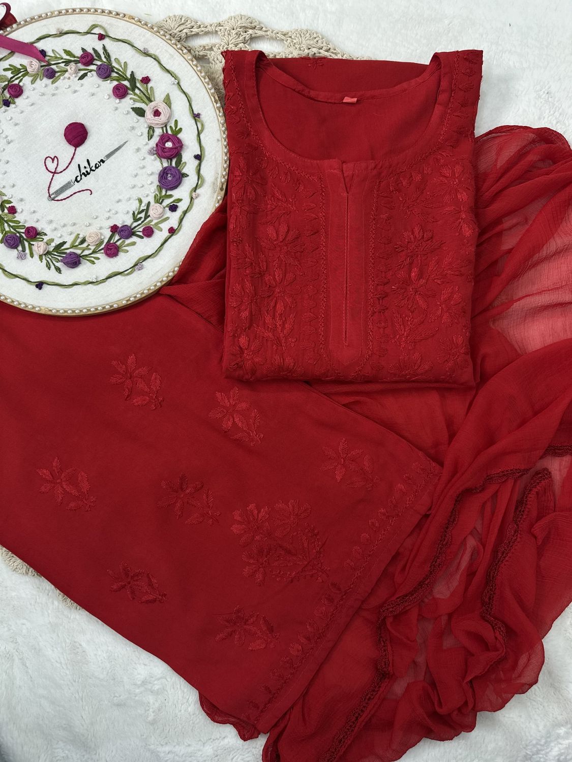 &quot;CHANDNI&quot; Rayon Chikankari Suit Set