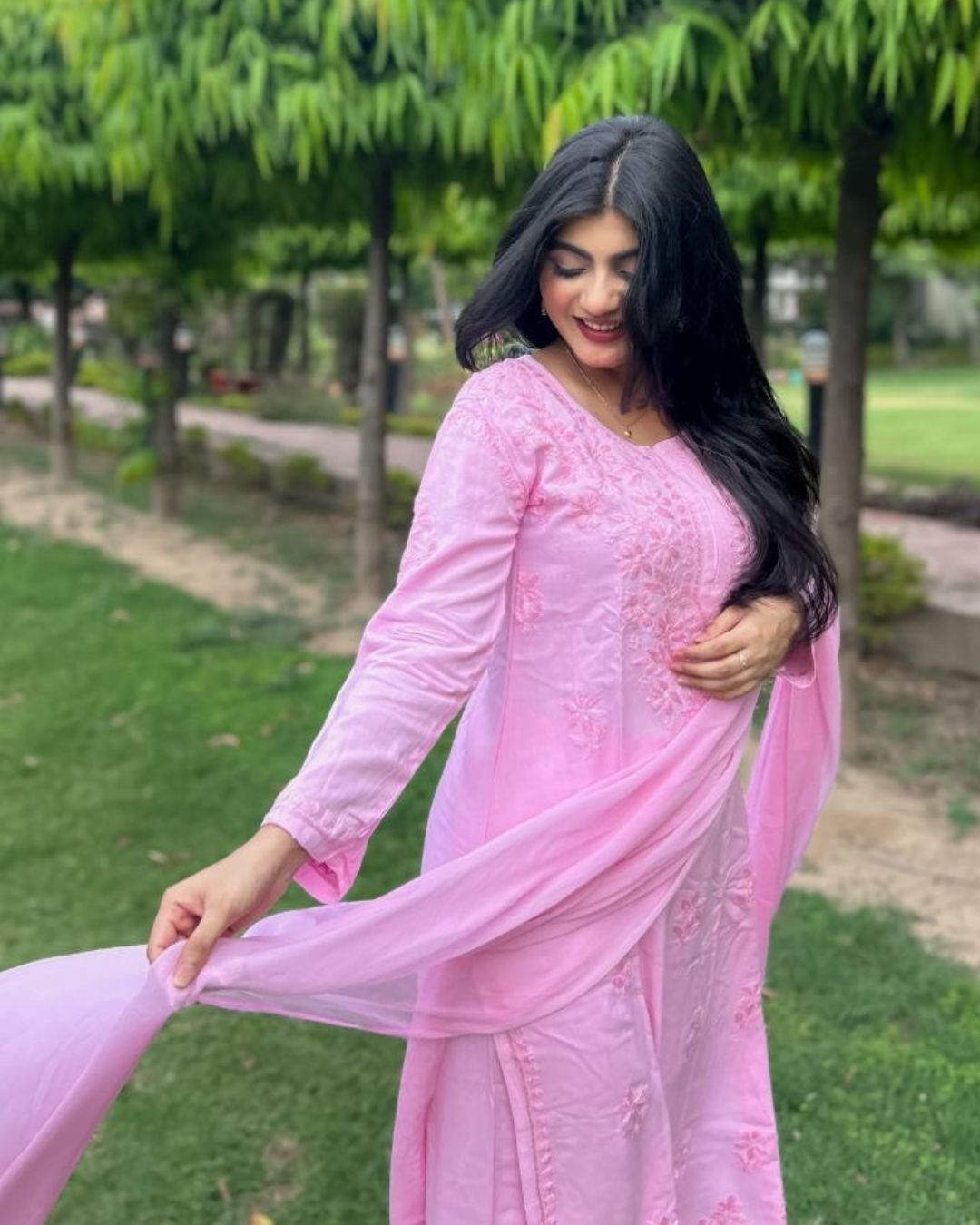 &quot;CHANDNI&quot; Rayon Chikankari Suit Set