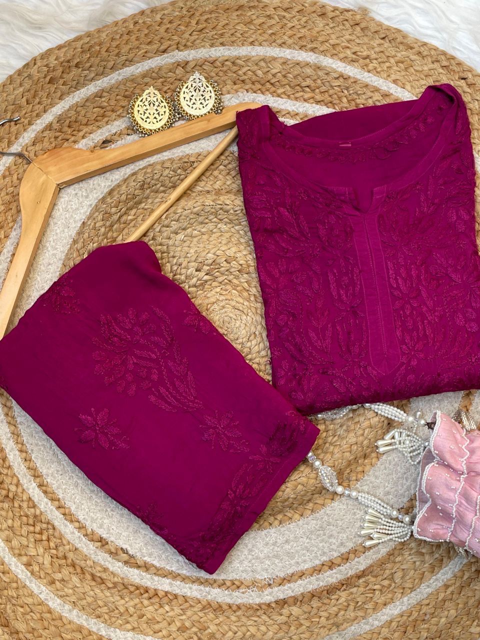 “ALIZEH” Modal Chikankari Kurta &amp; Plazo Set