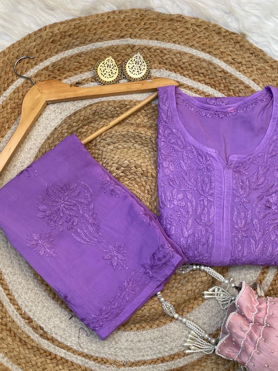“ALIZEH” Modal Chikankari Kurta &amp; Plazo Set