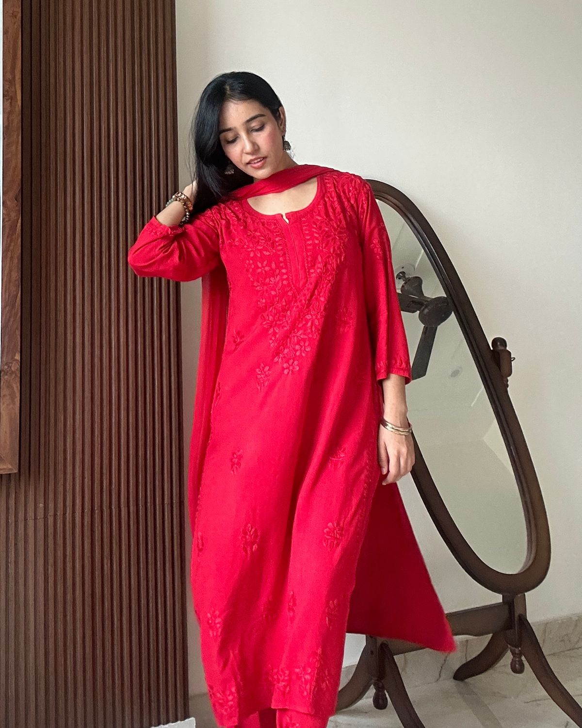 &quot;CHANDNI&quot; Rayon Chikankari Suit Set