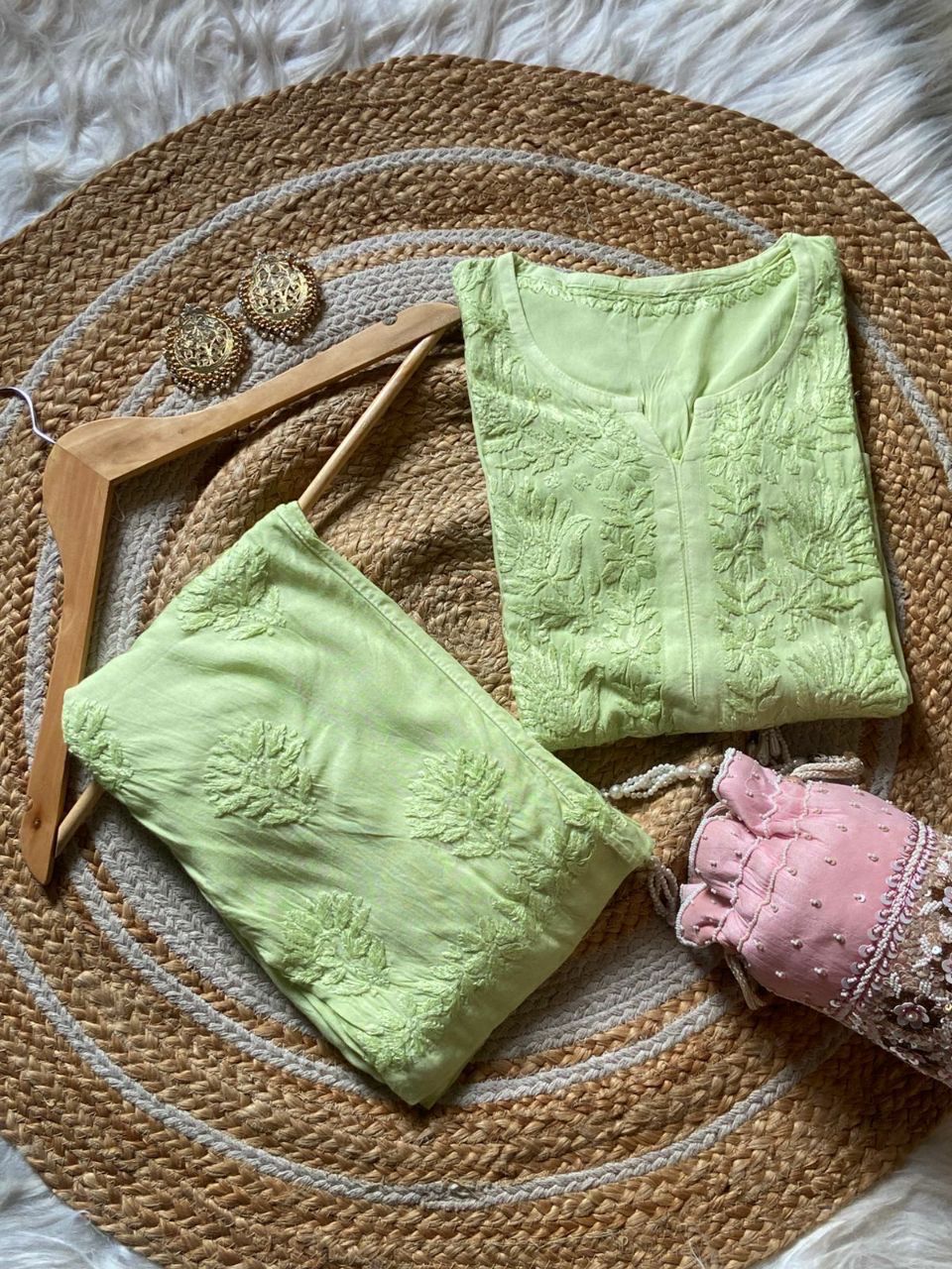 “ALIZEH” Modal Chikankari Kurta &amp; Plazo Set