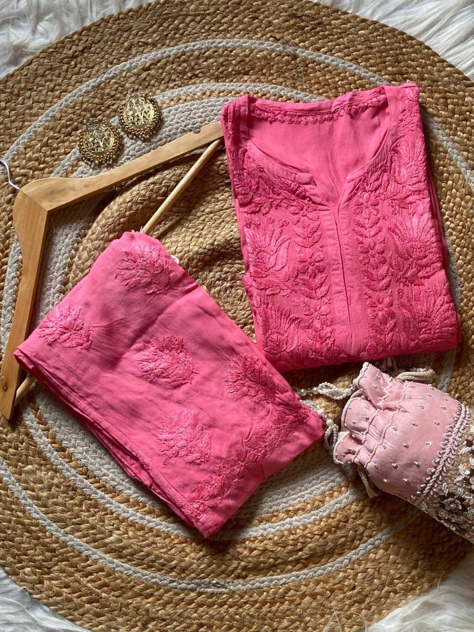 “ALIZEH” Modal Chikankari Kurta &amp; Plazo Set