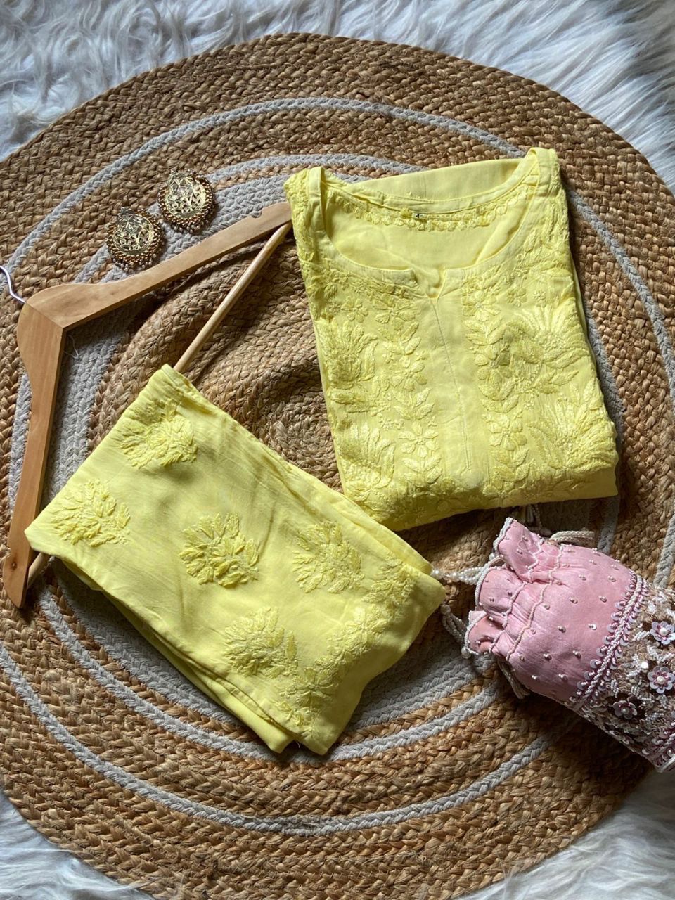 “ALIZEH” Modal Chikankari Kurta &amp; Plazo Set