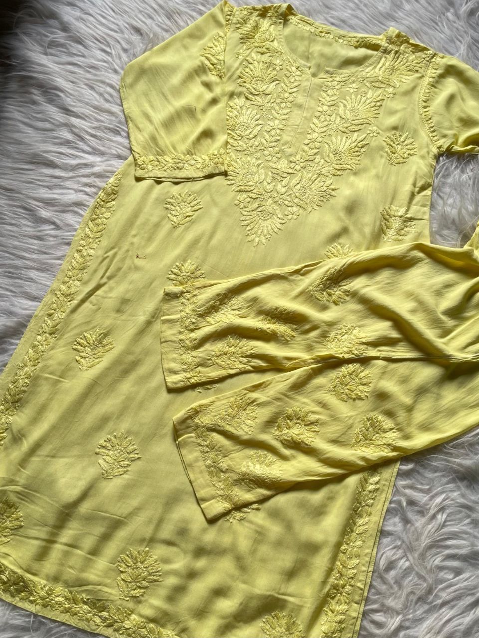 “ALIZEH” Modal Chikankari Kurta &amp; Plazo Set