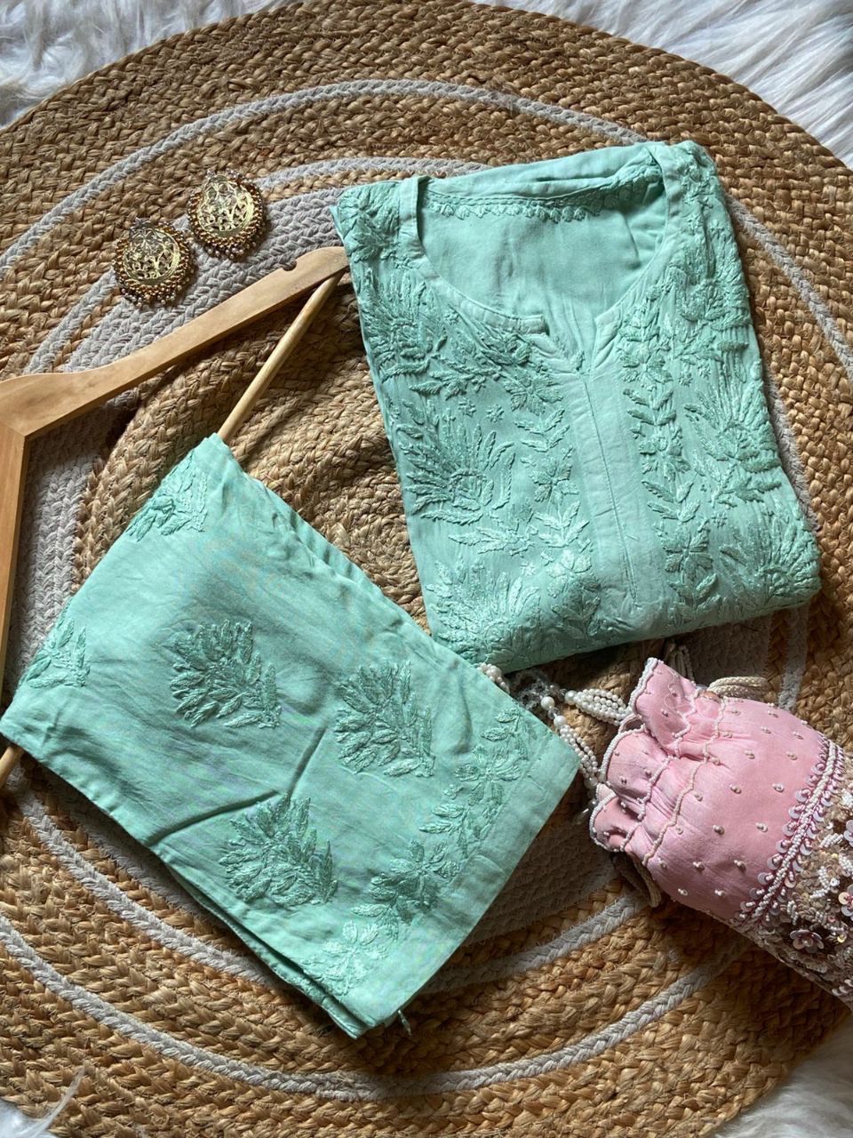“ALIZEH” Modal Chikankari Kurta &amp; Plazo Set