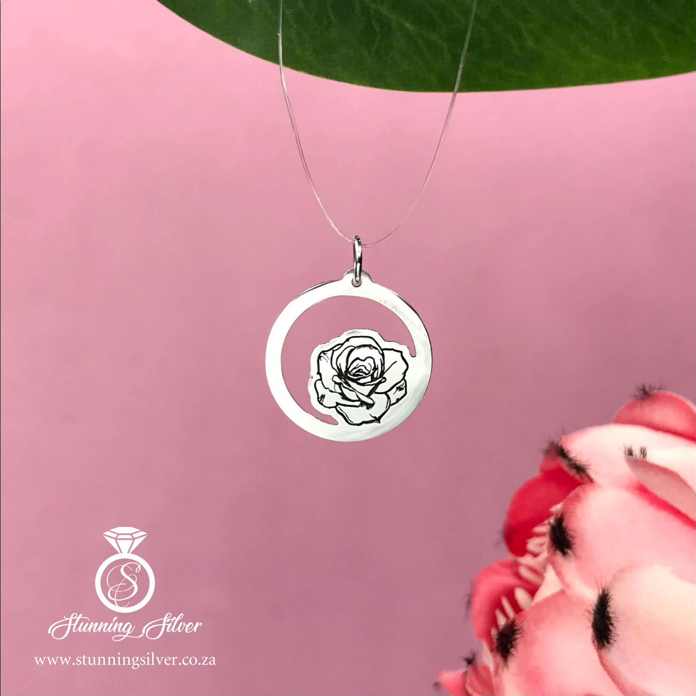 June Birth Flower Pendant - Rose