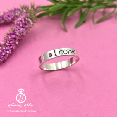Name Ring with Set Stone