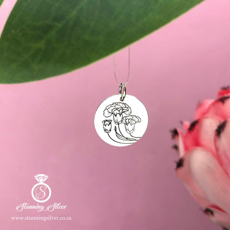 January Birth Flower - Carnation Pendant